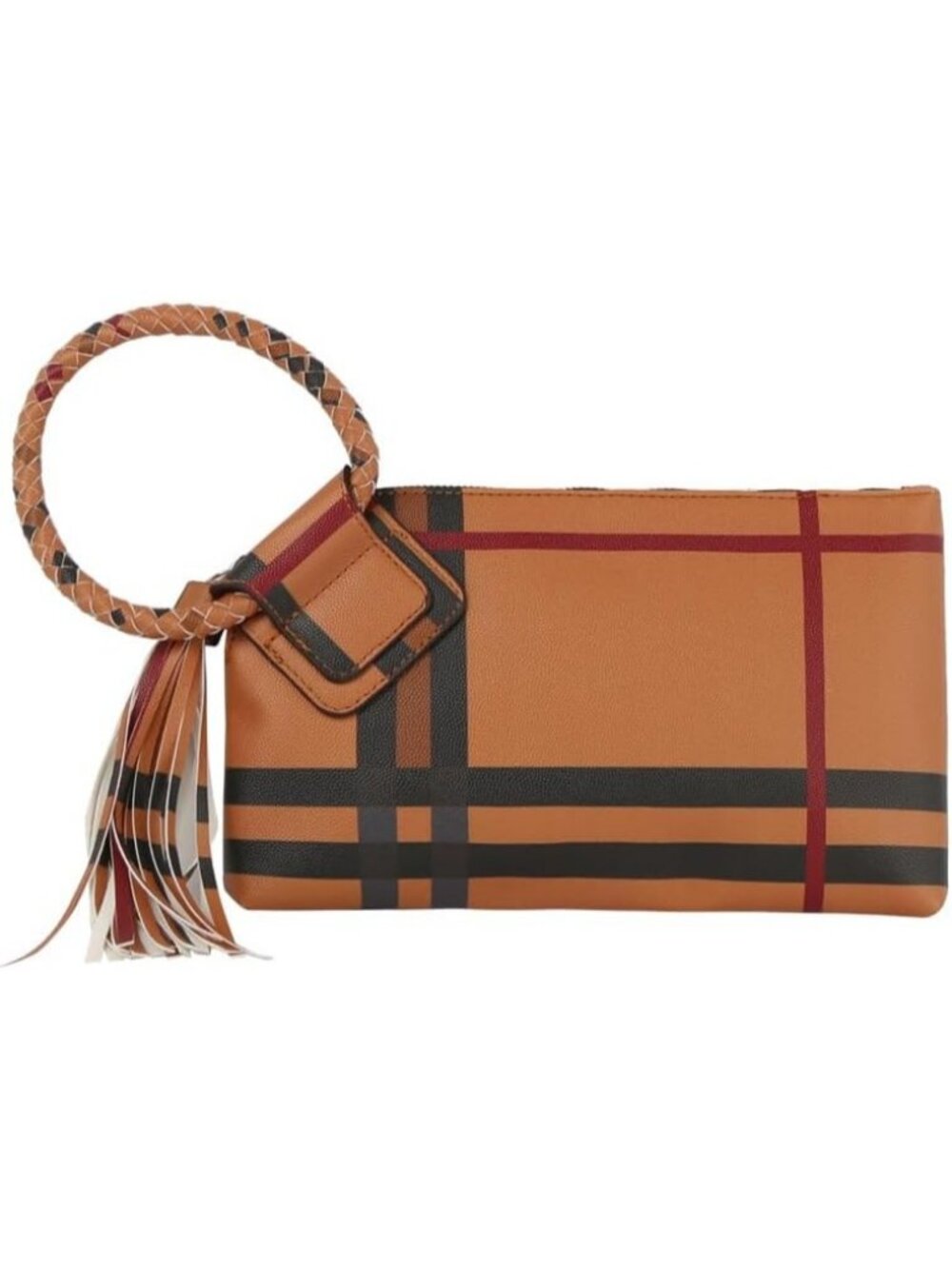 Women's V Tan Leather Formal Purse Wristlet Wallet Casual Evening Handbag